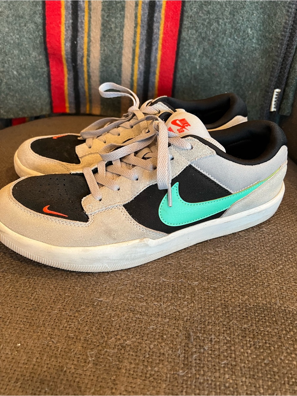 Nike SB Force 58 Men’s Low-Top Sneakers in Black, Light Gray & Teal Swoosh